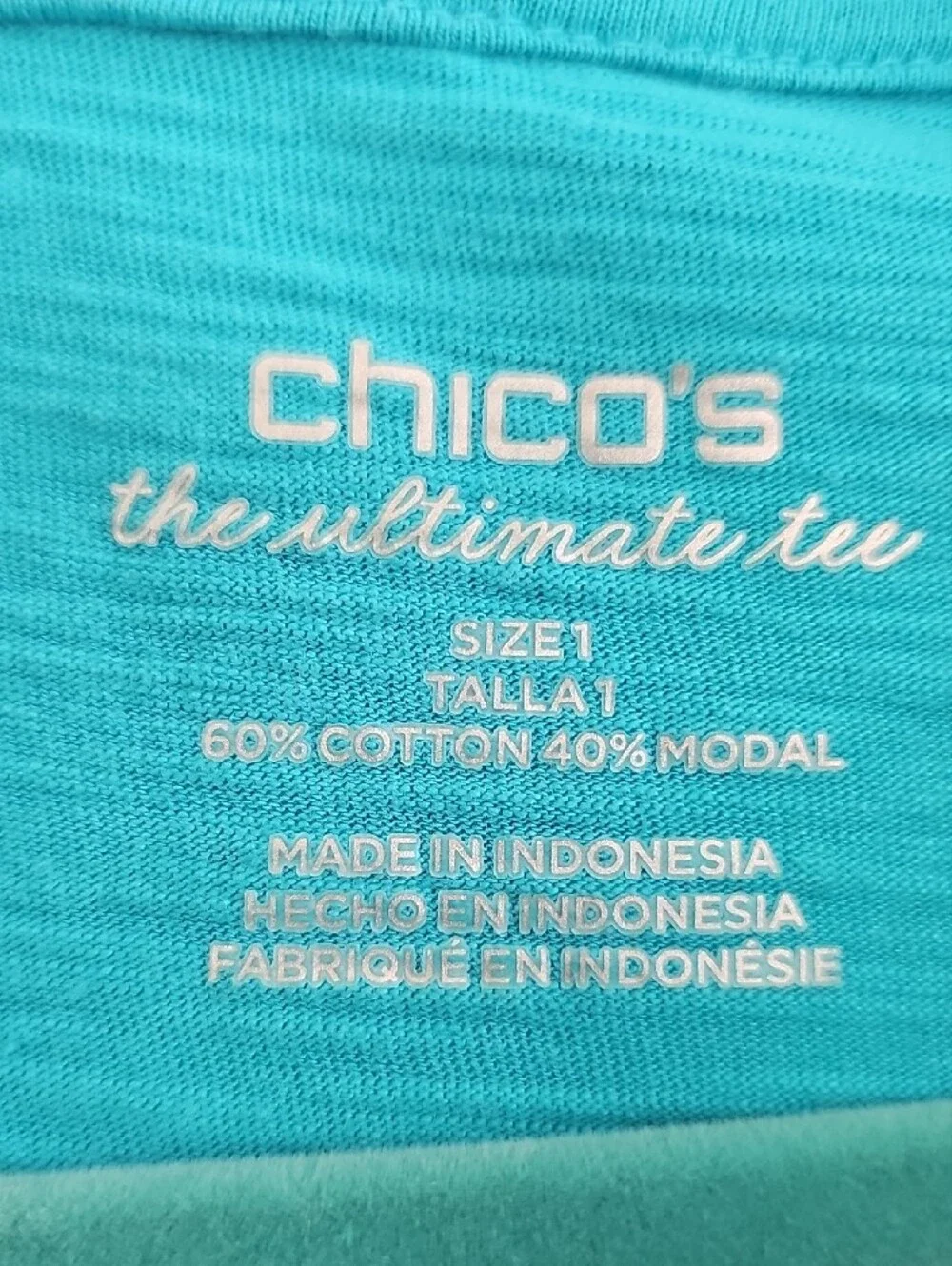 Chico's The Ultimate Tee V-Neck 3/4 Sleeve Top - Teal